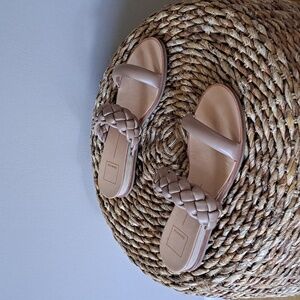 Dolce Vita Womens Persey Tan Leather Slip-On Braided Mule Low Wedge Sandals S7.5